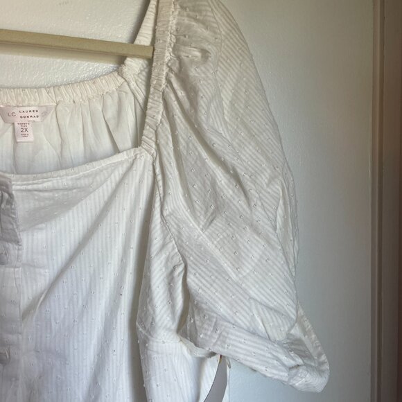 NWT 2X LC Lauren Conrad White Button Down Blouse - Picture 5 of 10